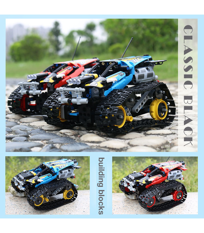 MOULD KING 13032 Mini Tank RC Track Stunt Car Blue Building Blocks Toy Set