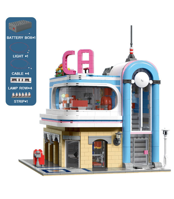 MOULD KING 16001 California Downtown Diner Restaurant by dagupa Building Blocks Toy Set