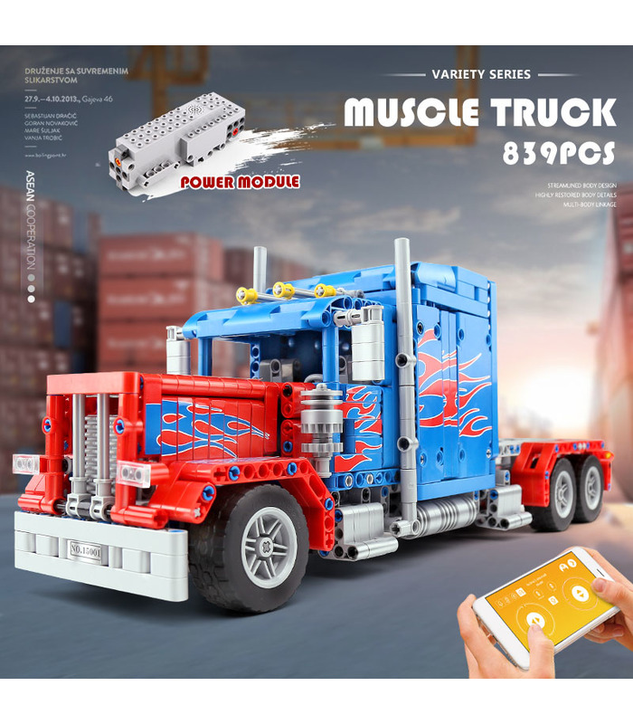 MOLD KING 15001 Peterbilt 389 Muscle Truck Optimus Prime Building Blocks Juego de juguetes