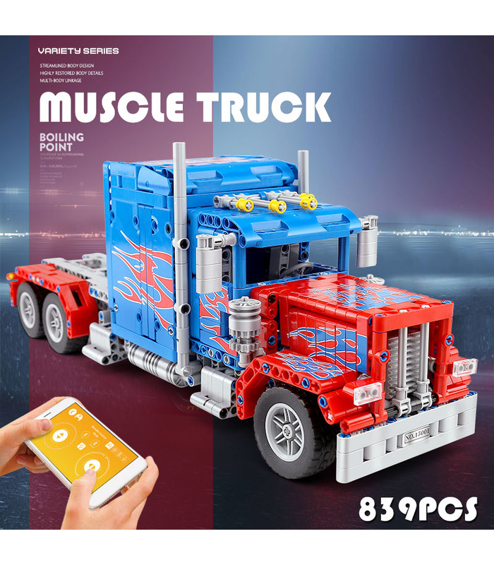 MOLD KING 15001 Peterbilt 389 머슬 트럭 옵티머스 프라임 빌딩 블록 장난감 세트