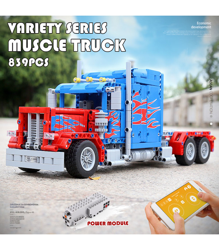 MOLD KING 15001 Peterbilt 389 Muscle Truck Optimus Prime Building Blocks Juego de juguetes