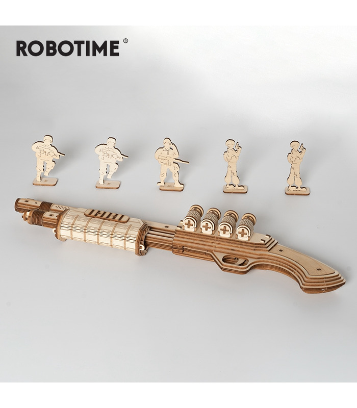 ROKR 3D Puzzle Scatter mit Gummiband Bullet Wooden Gun Building Toy Kit