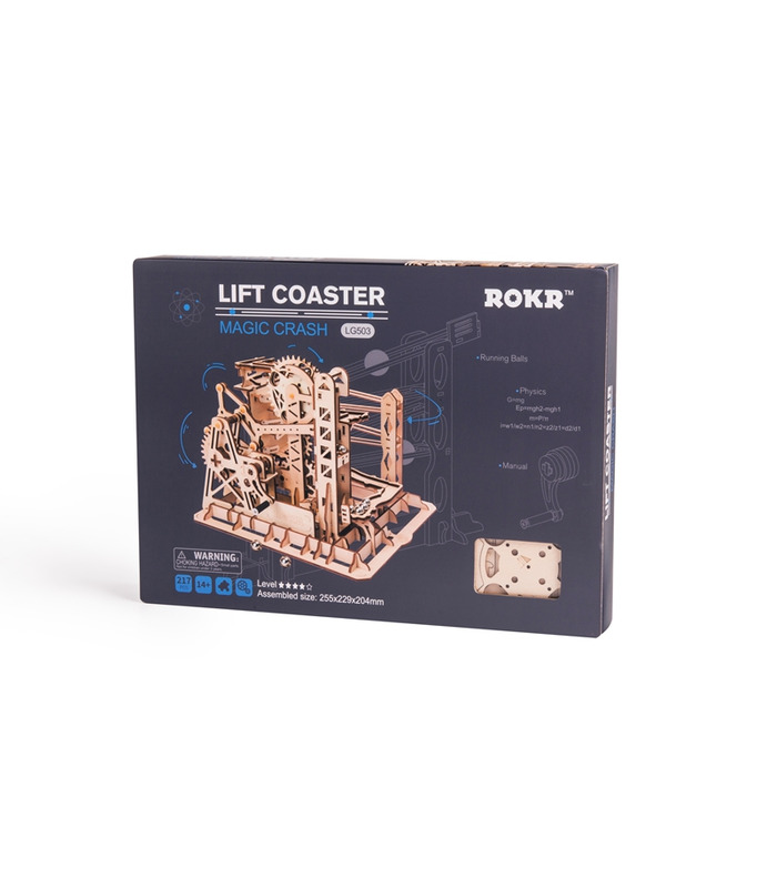 ROKR de Puzzle en 3D Ascenseur Coaster Magie Créatrice le Marbre Jeu de lancer de Bâtiment en Bois Kit de Jouets