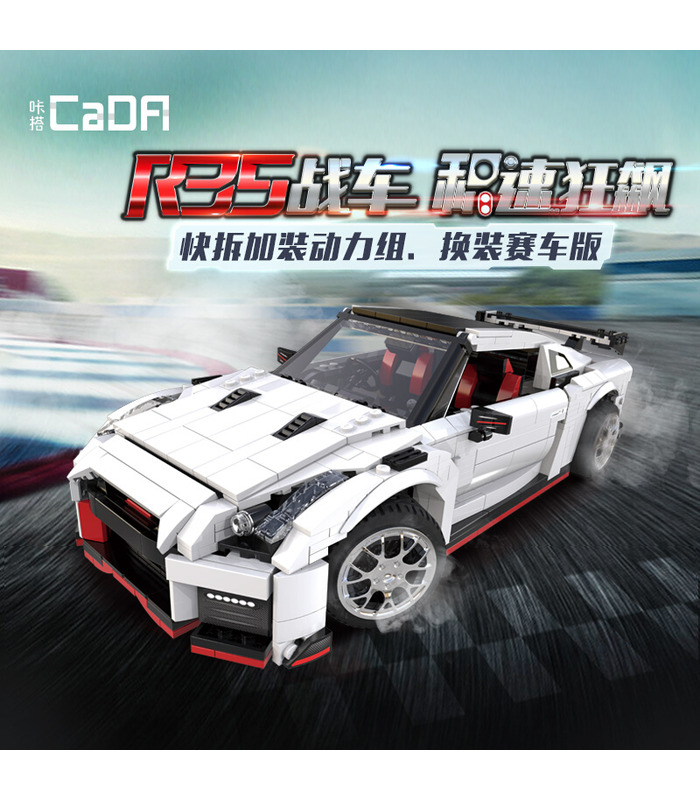 CaDA C61020W GTR R35 레이싱 카 모터 에디션 빌딩 블록 장난감 세트