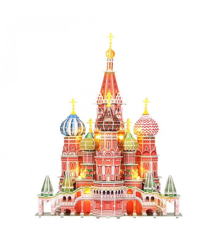 CubicFun 3D 퍼즐 St Basils Cathedral L519h LED 조명 모델 빌딩 키트 포함