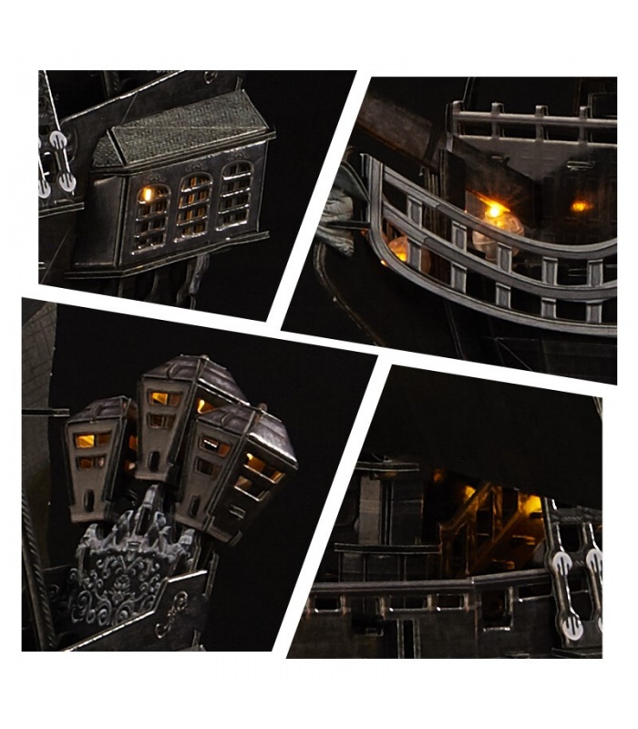 Rompecabezas 3D Cubicfun de Gran tamaño Queen Anne's Revenge Velero L522h Con Luces LED Modelo