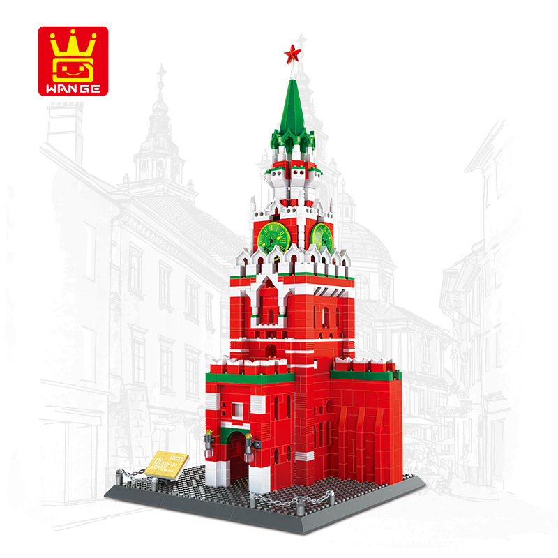 WANGE 아키텍처 러시아 크렘린 타워 5219 빌딩 블록 장난감 세트