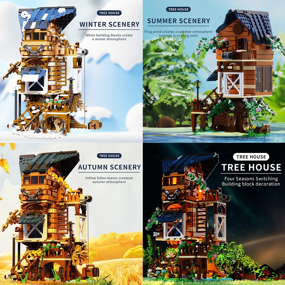 Cada C66004 Four Seasons Treehouse Building Blocks Toy Set