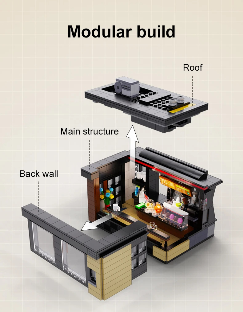 Cada C66005 Coffee House Building Blocks Toy Set