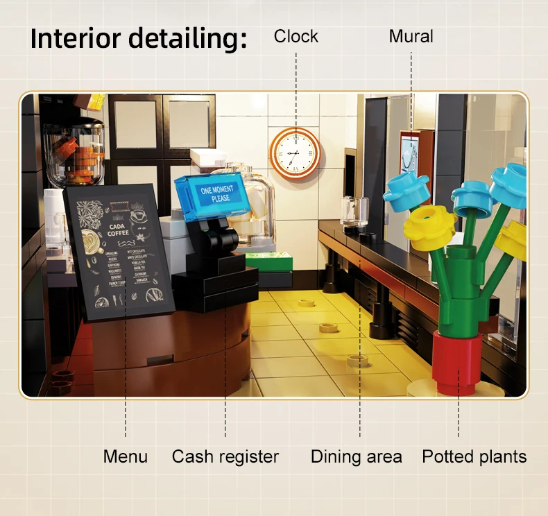 Juego de bloques de construcción de cafetería Cada C66005