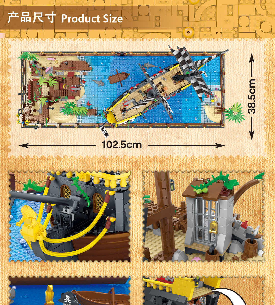 MORK 031002 Creative Series Booty Bay Piratenschiff-Modellbausteine-Spielzeugset