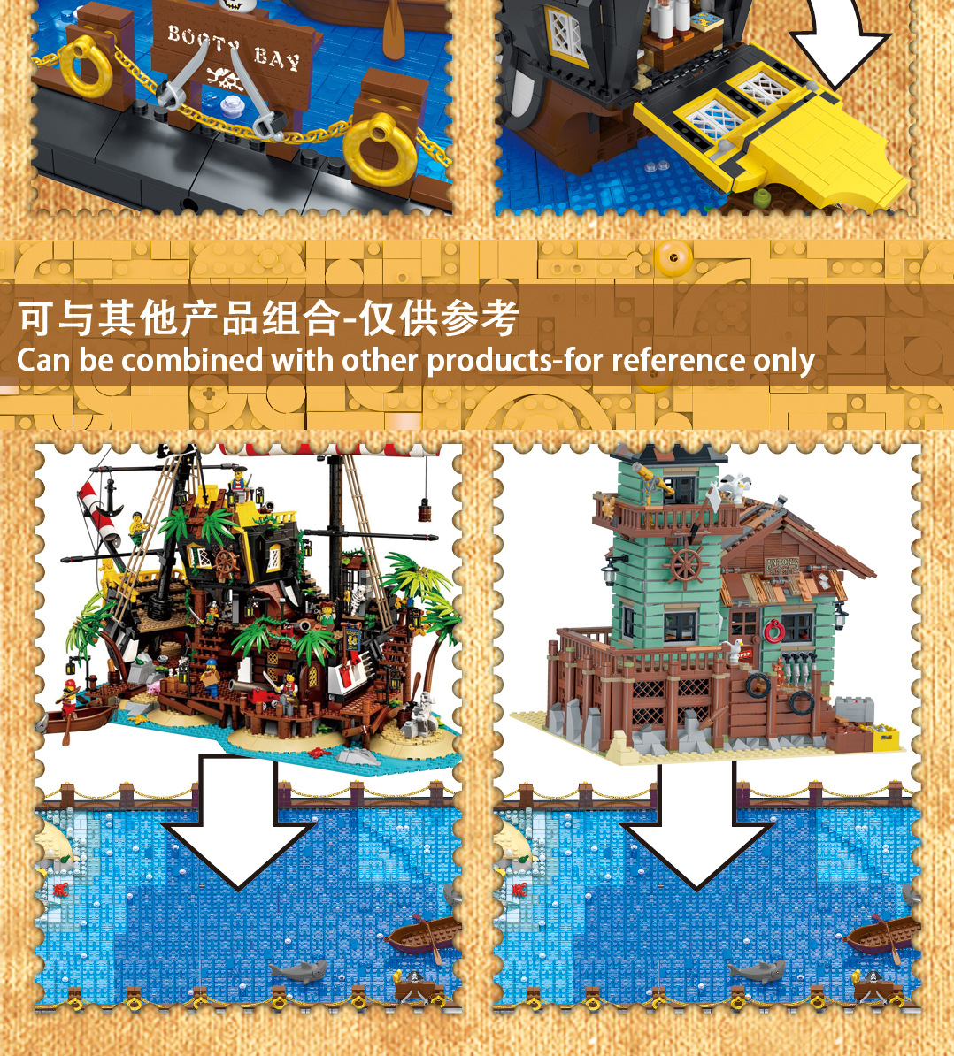 MORK 031002 Creative Series Booty Bay Pirate Ship Model Building Bricks Toy Set