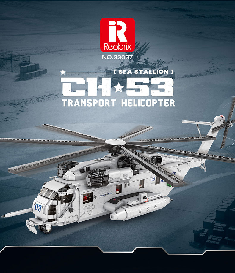 Reobrix 33037 CH-53 ensemble de blocs de construction d'hélicoptère de Transport