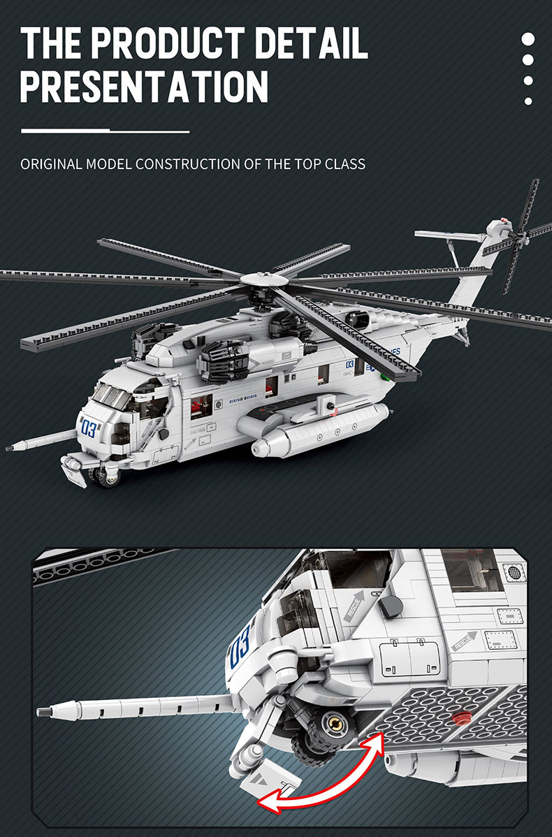 Reobrix 33037 CH-53 ensemble de blocs de construction d'hélicoptère de Transport