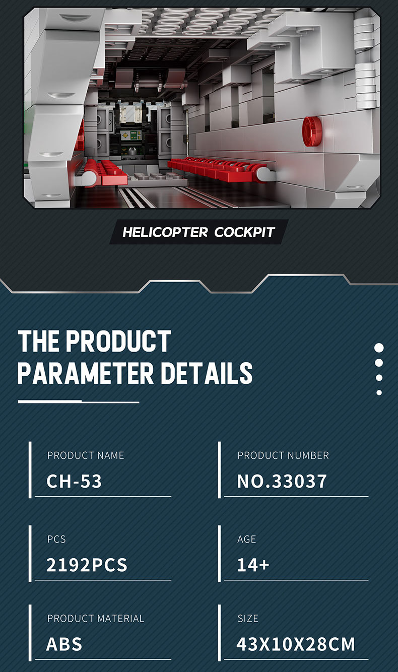 Reobrix 33037 CH-53 수송 헬리콥터 빌딩 블록 장난감 세트