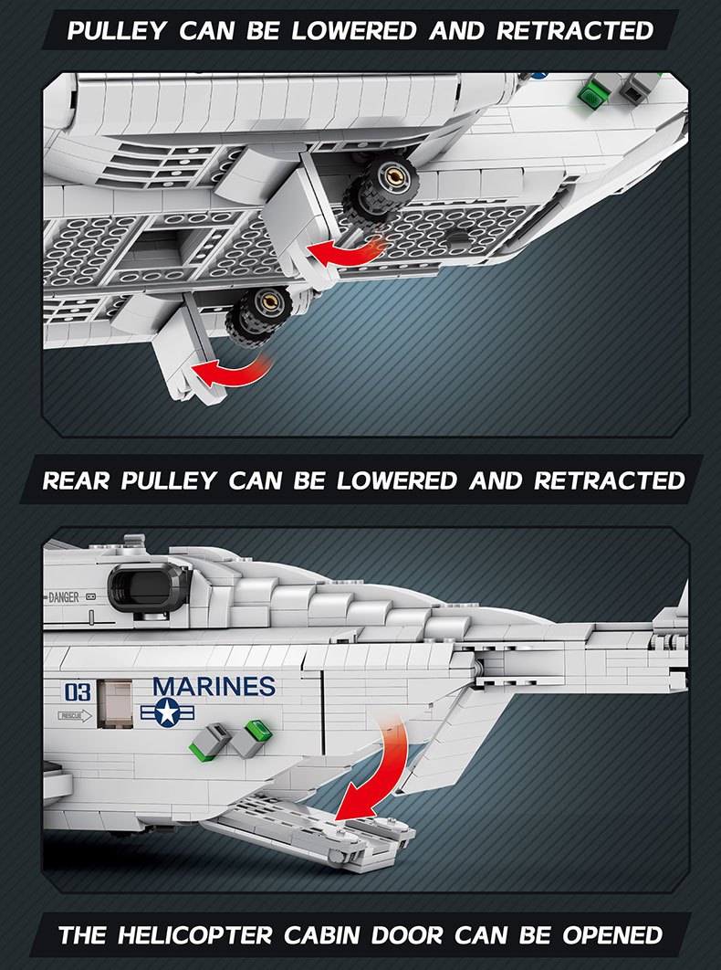 Reobrix 33037 CH-53 수송 헬리콥터 빌딩 블록 장난감 세트