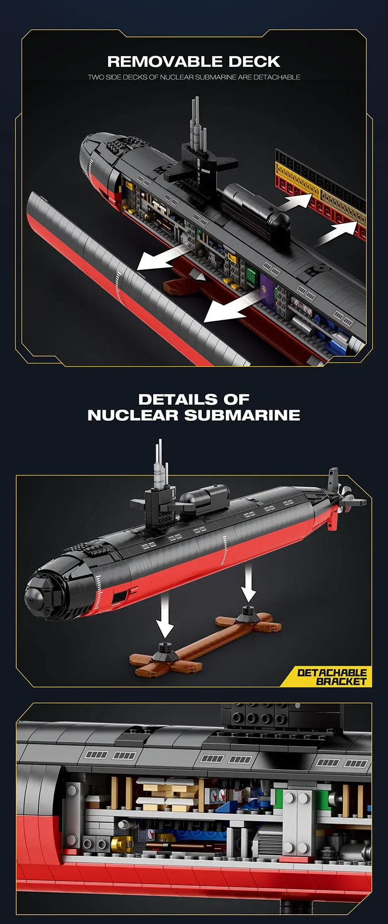 Reobrix 33049 Militärisches SSN-Baustein-Spielzeugset der Los Angeles-Klasse