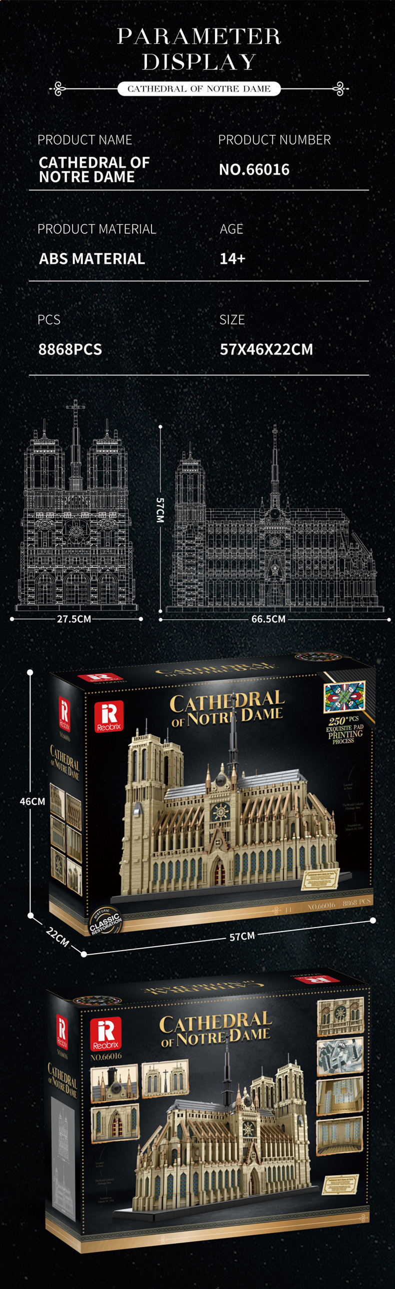 Reobrix 66016 Notre Dame Cathedral de Paris Building Blocks Toy Set