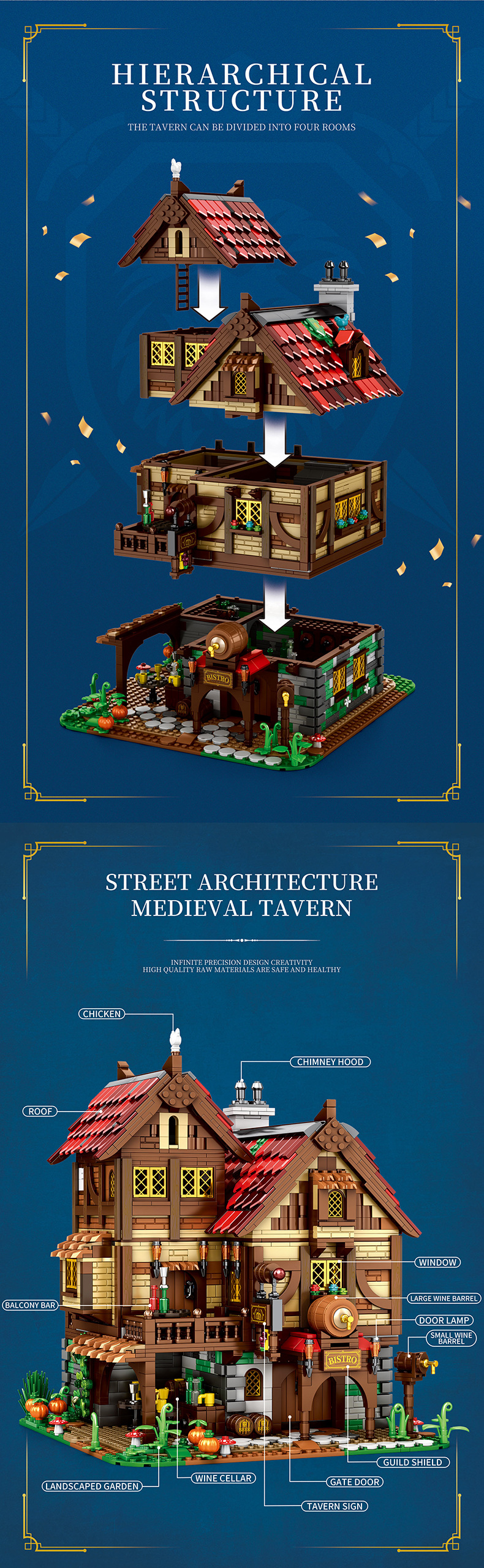 Reobrix 66018 Medieval Tavern Bistro Building Blocks Toy Set