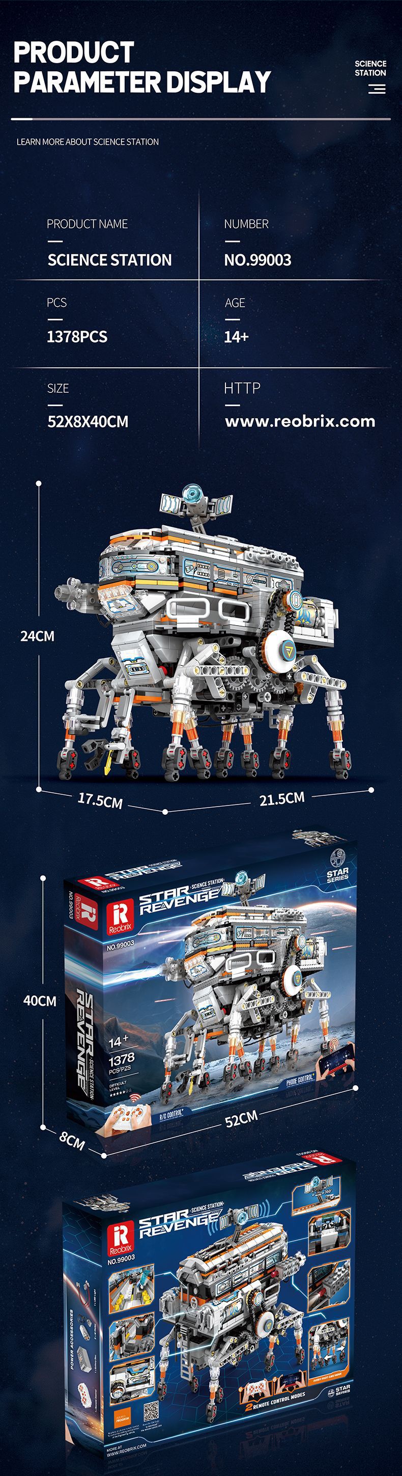 Reobrix 99003 Walking Science Station Maschinenbausteine Spielzeugset