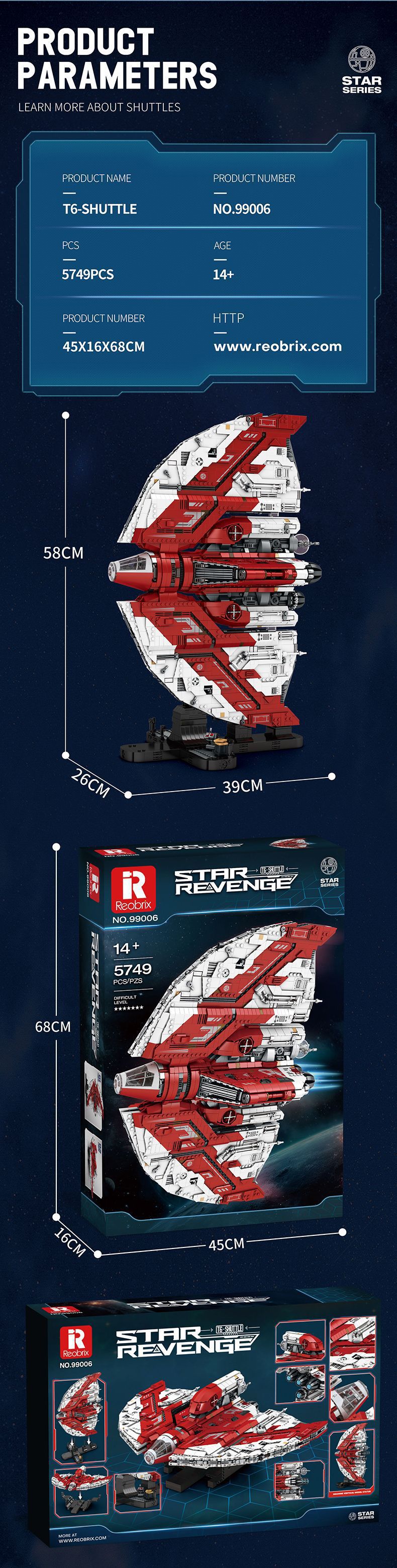 Reobrix 99006 Ahsokas T-6 Shuttle-Bausteine-Spielzeugset