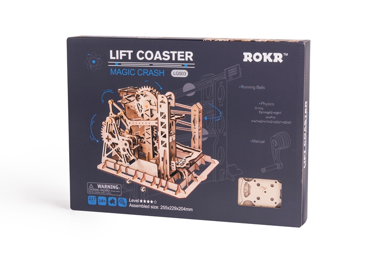Robotime Lift coaster - Rokr - Marble rush - Marble run - Puzzle en bois -  Adultes 